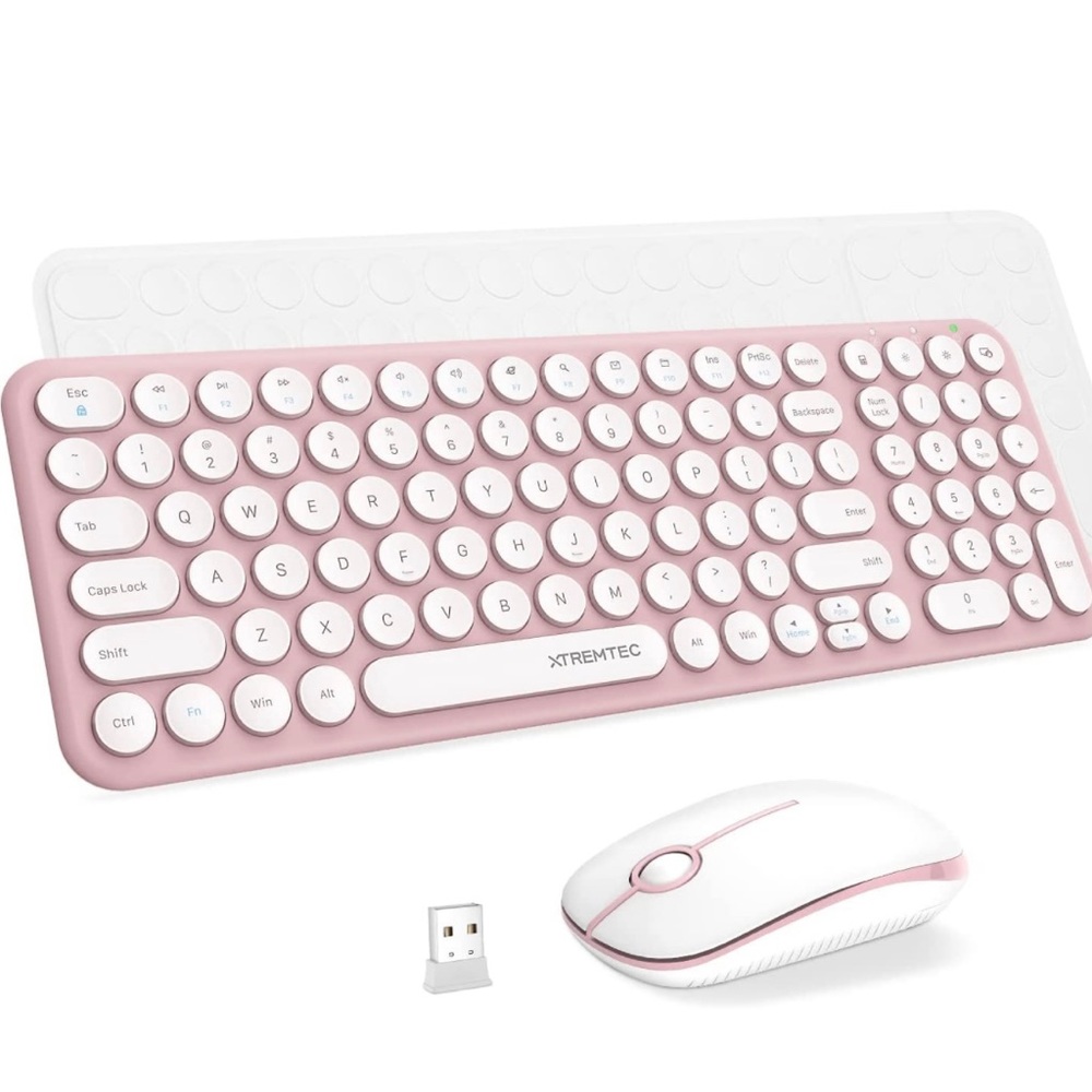 NIB Pink and White Wireless Keyboard and Mouse (Xtremtec)